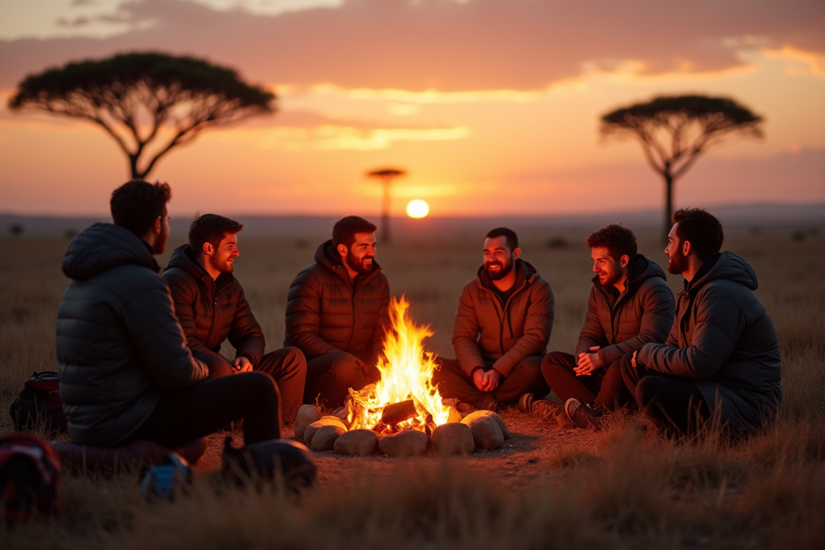 Groupe de campeurs autour d