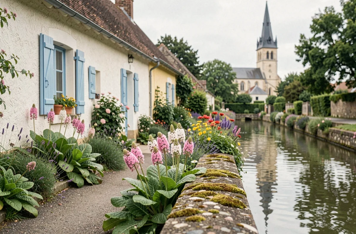 Le Clos des Bergenias à Crécy-la-Chapelle, maison d'hôtes avec jardin fleuri au bord du canal