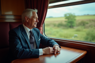 Homme d'une cinquantaine dans un wagon Orient Express