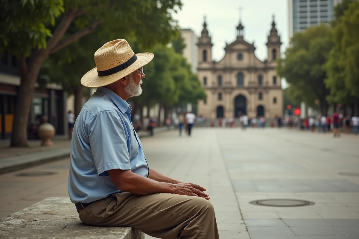 Homme &acirc;g&eacute; assis dans la plaza de la revoluci&oacute;n