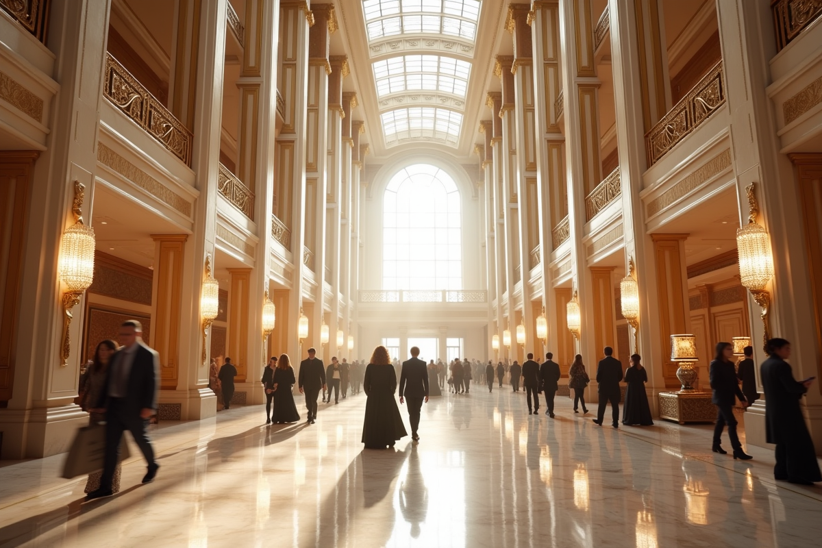 Intérieur du plus grand hotel avec lobby élégant et invités