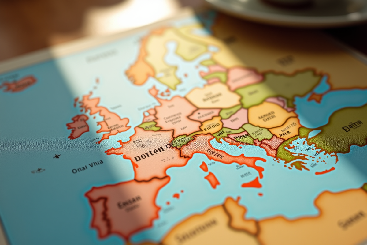 Gros plan sur un pass Interrail et une carte de l