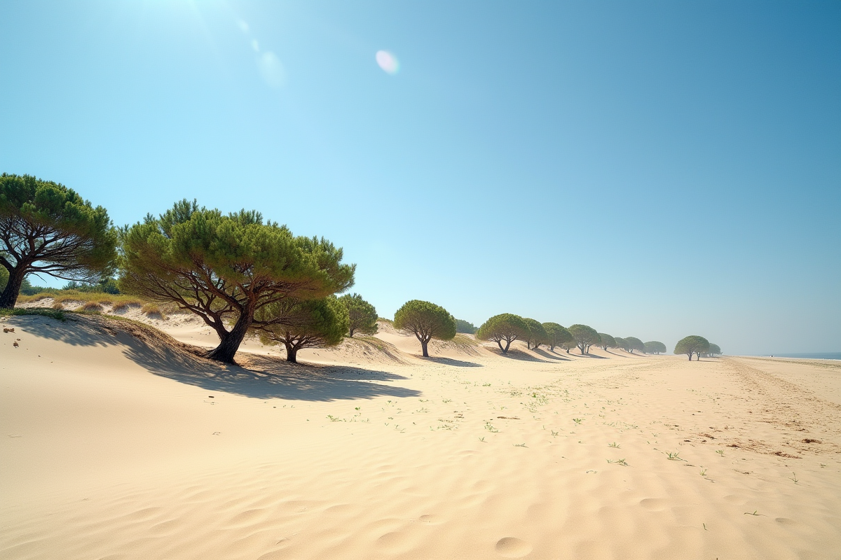Paysage de sable avec pins dans les Landes de Gascogne