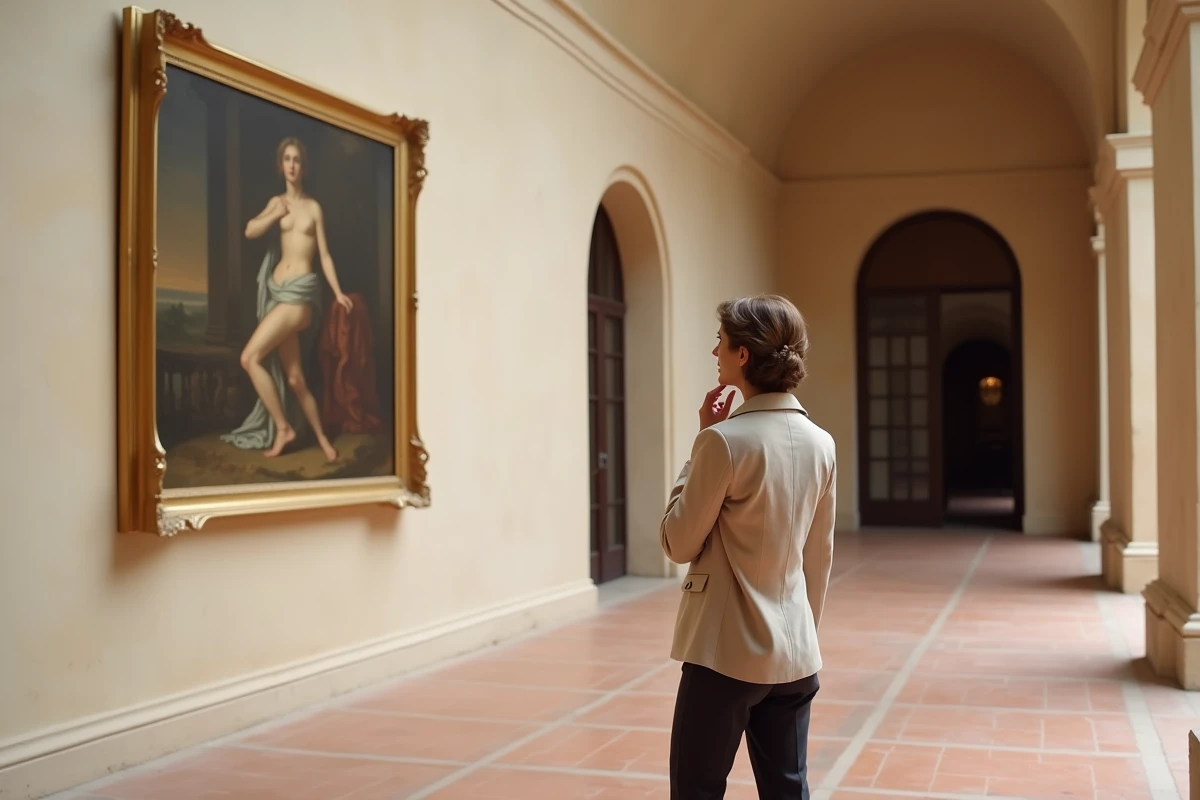 Visiteuse contemplant une peinture classique au Musée Granet d'Aix-en-Provence