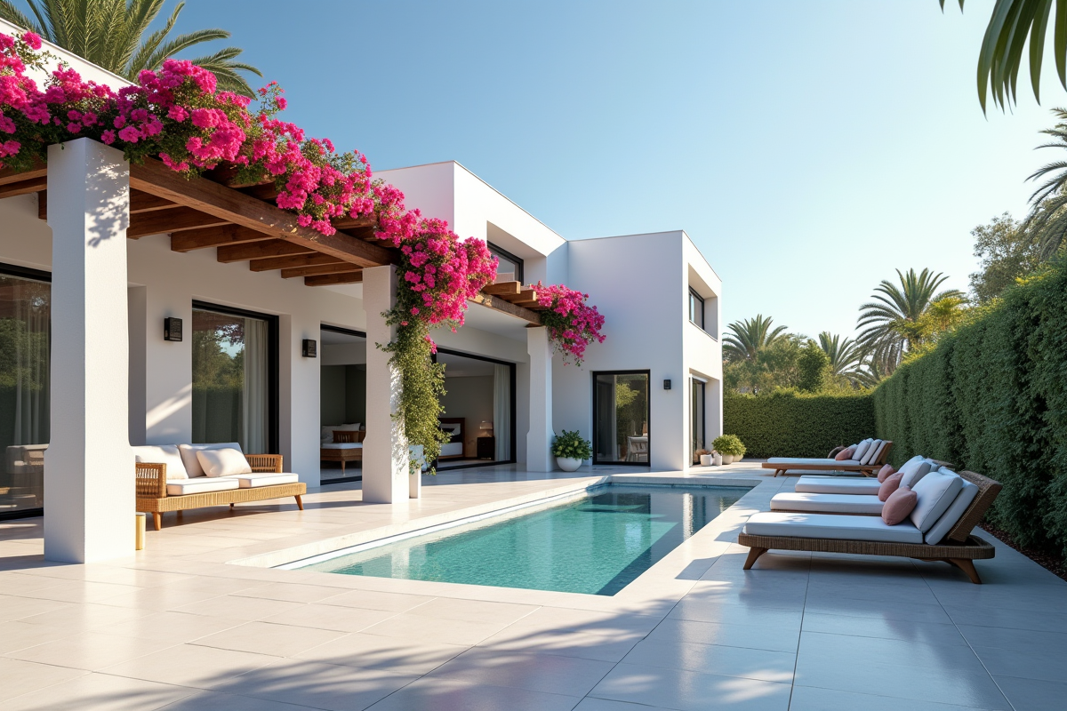 Villa moderne en Andalousie avec bougainvillée en fleurs