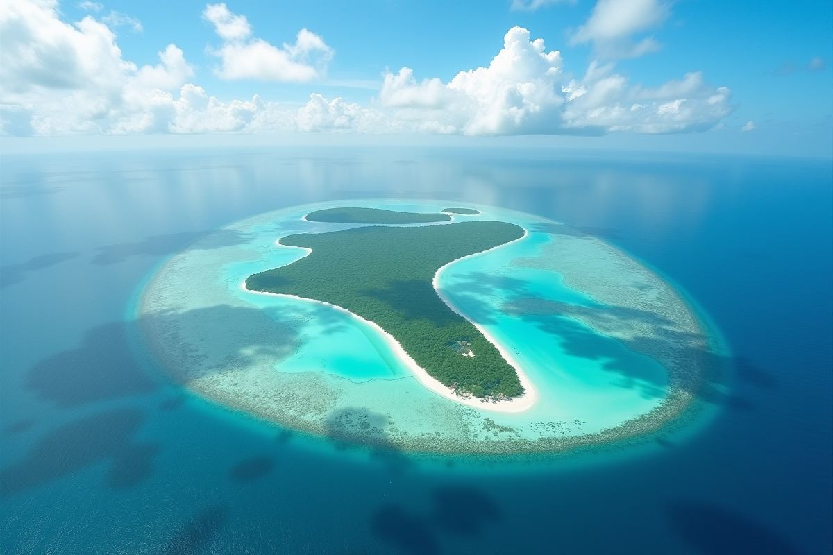 Vue aérienne panoramique de Kwajalein Atoll turquoise